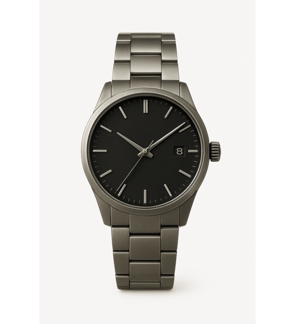 Produktbild für 'Accessoires Minimalistische Edelstahl-Armbanduhr in Gunmetal'