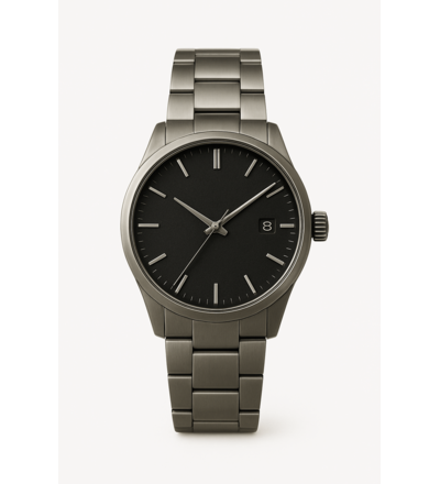 Produktbild für 'Accessoires Minimalistische Edelstahl-Armbanduhr in Gunmetal'